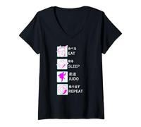 Mujer Judo Judoka Ju-Jutsu Comer SUEÑO Judo Camiseta Cuello V