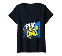 Mujer Juega A «The Wall» - Broma Divertida sobre El Pádel - Pádel Camiseta Cuello V