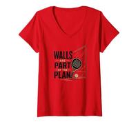 Mujer Juega A «The Wall» - Pádel Divertido - Pádel Camiseta Cuello V