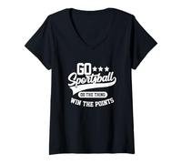 Mujer Juega al Sportsball, Haz lo Que Quieras, GANA Puntos, Deportes Divertidos Camiseta Cuello V