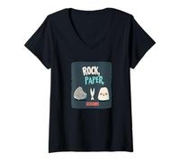 Mujer Juega el juego definitivo con Rock Paper Scissors Outfit Camiseta Cuello V