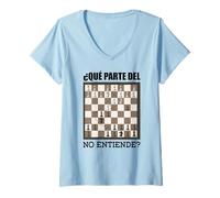 Mujer Juego de ajedrez Tablero de ajedrez Ajedrez Ajedrecista Camiseta Cuello V