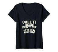 Mujer Juego de Cartas Divertido de Euchre Call It Or Don't Sit Un Jugador de Euchre Camiseta Cuello V