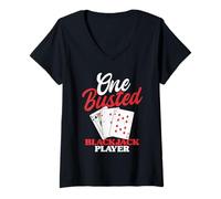 Mujer Juego de cartas para amantes del casino Juego de cartas de Blackjack Camiseta Cuello V