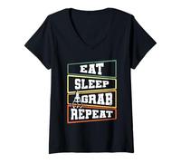 Mujer Juego De La Grúa Claw Machine Eat Sleep Grab Camiseta Cuello V