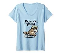 Mujer Juego de Palabras de Golf Fairway Bandit Raccoon Golf Ball Funny Golf Camiseta Cuello V