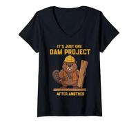 Mujer Juego de Palabras de Proyecto de Presa de Castor de Castor Camiseta Cuello V