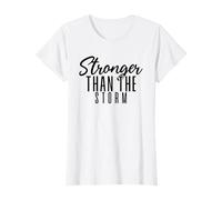 Mujer Juego de Palabras Inspiradoras con Cita Positiva más Fuerte Que la tormenta Camiseta
