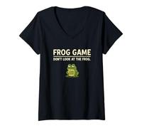 Mujer Juego Rana Meme Divertido No Mires a la Rana Camiseta Cuello V