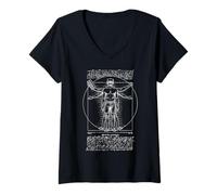 Mujer Juego Vintage Gamer Gaming Vitruvian Man Leonardo Da Vinci Camiseta Cuello V