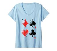 Mujer Juegos de cartas - Juego de cartas vintage Símbolos Poker Camiseta Cuello V