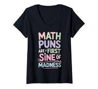 Mujer Juegos de Palabras de matemáticas - Primer Seno de Locura Divertido Profesor & Estudiante Camiseta Cuello V