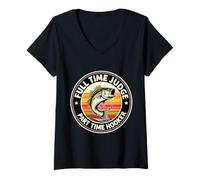 Mujer Juez a tiempo completo a tiempo parcial Hooker Funny Fisher Fishing Angler Camiseta Cuello V