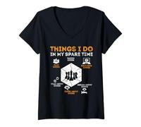 Mujer Jugador de ajedrez cosas que hago en mi tiempo de checkmate Camiseta Cuello V