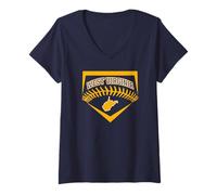 Mujer Jugador de béisbol West Virginia Baseball Shield Art WV Travel Camiseta Cuello V