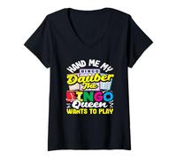 Mujer Jugador de bingo Dauber The Bingo Queen Jugar Camiseta Cuello V