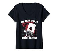 Mujer Jugador De Bridge Carrying My Bridge Partner Camiseta Cuello V