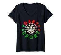Mujer Jugador de Dardos Deporte Divertido Juego de Lanzamiento Camiseta Cuello V