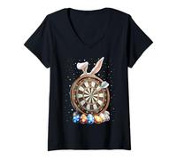 Mujer Jugador de Dardos Huevos de Conejo de Pascua Orejas de Conejo Camiseta Cuello V