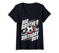 Mujer Jugador de fútbol Familia a Juego Gran Hermano Cumpleaños Niño Camiseta Cuello V