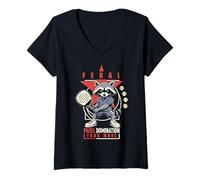 Mujer Jugador de pádel Divertido Mapache Salvaje Dominación Animal Camiseta Cuello V