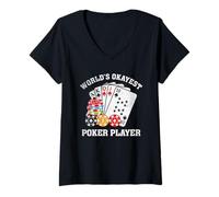 Mujer Jugador de póquer más Bueno del Mundo Divertido Camiseta Cuello V