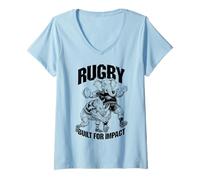 Mujer Jugador de Rugby Construido para el Impacto Divertido Aparejo de Elefante Rinoceronte Camiseta Cuello V