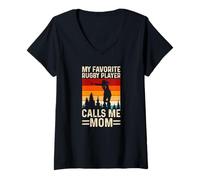 Mujer Jugador de Rugby me Llama mamá Camiseta Cuello V