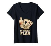 Mujer Jugador del póker del Casino Mi Plan de jubilación Jugador de la Tarjeta del póker Camiseta Cuello V
