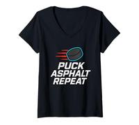 Mujer Jugador Juvenil de Hockey sobre Patines en línea Street Asphalt Puck Camiseta Cuello V