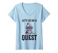 Mujer Jugador RPG Let's Go On A Quest Knight Warrior Player Camiseta Cuello V