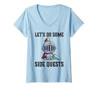 Mujer Jugador RPG Vamos a Hacer Algunas misiones secundarias Knight Warrior Player Camiseta Cuello V