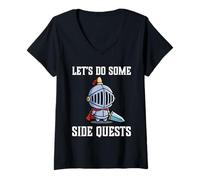 Mujer Jugador RPG Vamos a Hacer Algunas misiones secundarias Knight Warrior Player Camiseta Cuello V