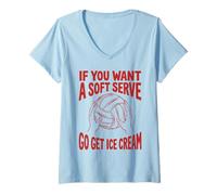 Mujer Jugador, si Quieres un Servicio Suave, ve a Conseguir Helado de Voleibol Camiseta Cuello V