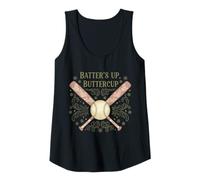 Mujer Jugador Vintage de Softball Batter Up Buttercup para niñas Camiseta sin Mangas