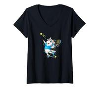 Mujer Jugadora De Pádel con Un Unicornio Mágico Y Adorable Camiseta Cuello V