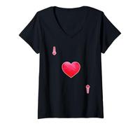 Mujer Jugando a Las Cartas Ace of Hearts Skat Poker Camiseta Cuello V