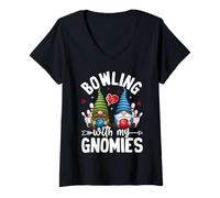 Mujer Jugando a los Bolos con mis gnomios Funny Bowler Strike Camiseta Cuello V