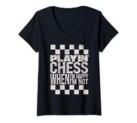 Mujer Jugar al ajedrez cuando estoy feliz jugando al ajedrez cuando no lo soy Camiseta Cuello V