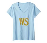 Mujer Jugar Títulos Comedias Historias Tragedias Bard Initials Camiseta Cuello V