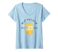 Mujer Jugo de Fruta Japonesa de piña Japón Kanji Niños Niñas Niños Camiseta Cuello V