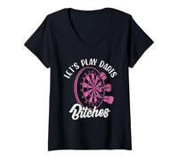 Mujer Juguemos Dardos Perras Diana Jugador De Dardos Mujeres Grunge Camiseta Cuello V