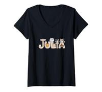 Mujer Julia Cat Trees - Personalizado Lindo Nombre Palabra Arte Camiseta Cuello V