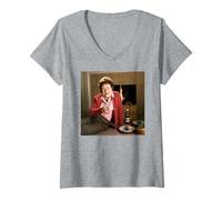 Mujer Julia Child El Chef francés por el Fuego Michael Grecco Camiseta Cuello V