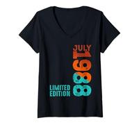 Mujer Julio 1988 Año 1988 Retro 1988 Vintage 1988 Desde 1988 Camiseta Cuello V