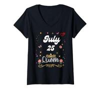 Mujer Julio 25 Reina Nació el 25 de Julio Cumpleaños Niña Mujer Camiseta Cuello V