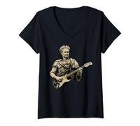 Mujer Julius Caesar Playing Electric Guitar Rock Music Italia Roma Camiseta Cuello V