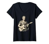 Mujer Julius Caesar Playing Electric Guitar Rock Music Italia Roma Camiseta Cuello V