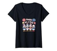 Mujer July Fourth July 4th Independence Day American Flag Duck Camiseta Cuello V