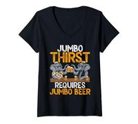 Mujer Jumbo Thirst Requiere Cerveza Jumbo Divertidos Elefantes para Beber Camiseta Cuello V